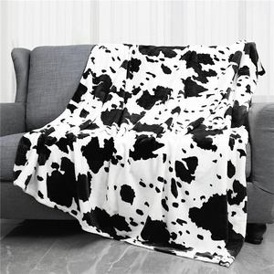 Cow Print Blanket for Sofa Couch Double Sided Flannel Soft Warm Comfortable  Animal Design Brown Throw Blanket