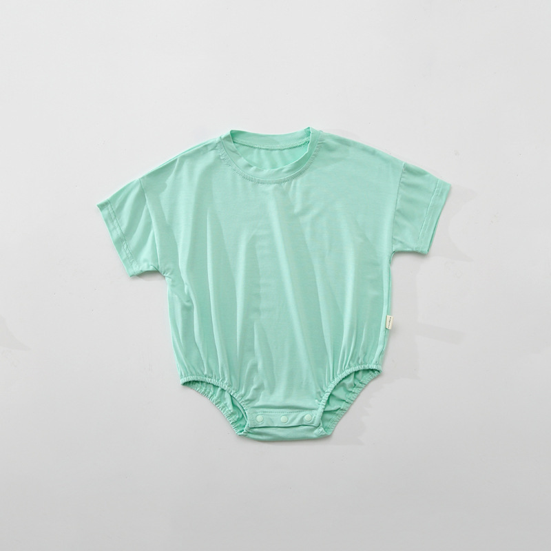 2024 Children's baby crawling Clothing Short Sleeve Bubble Monogram Casual Loose Modal Baby Bubble Romper