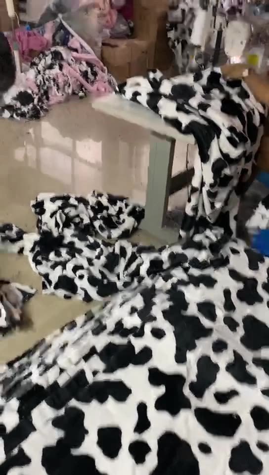 Cow Print Blanket for Sofa Couch Double Sided Flannel Soft Warm Comfortable  Animal Design Brown Throw Blanket