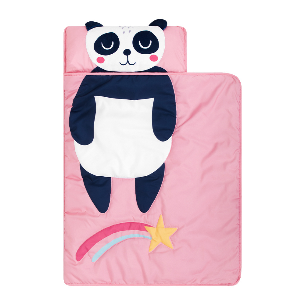 Cartoon Animal Panda Soft Folding Baby Mat 3D Digital Printing Sleeping Mats Foldable Wholesale Kids Nap Mat With Pillow