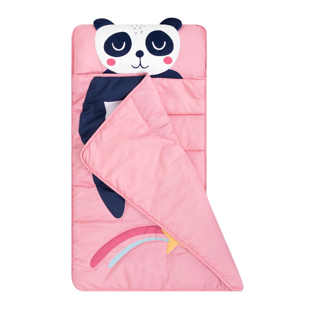 Cartoon Animal Panda Soft Folding Baby Mat 3D Digital Printing Sleeping Mats Foldable Wholesale Kids Nap Mat With Pillow