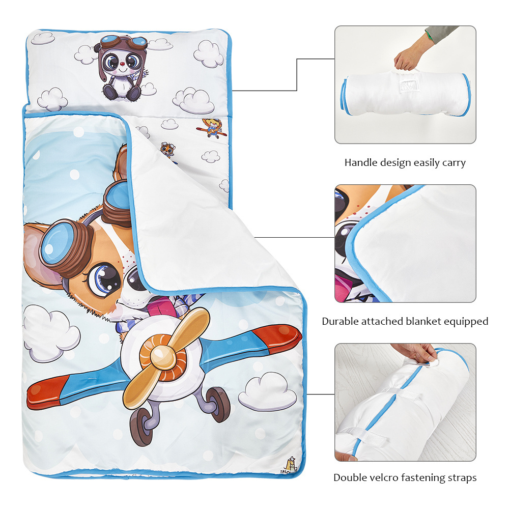 Low MOQ Fly Dog Unisex Kid Sleeping Mat Removable Pillow Soft Toddler Nap Mat