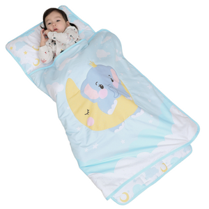 Unisex Elephant Kid Sleeping Mat Removable Pillow Cartoon Toddler Nap Mat for Daycare and Preschool