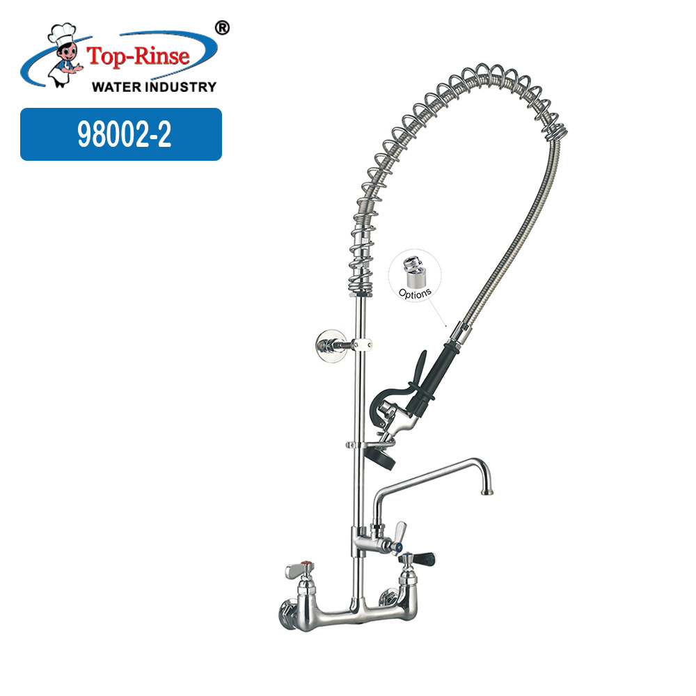 98002-1 98002-2 Commercial Easy Install Pre rinse Unit Stainless Steel DishWash Kitchen Mixer Tap Wall Mounted Faucet