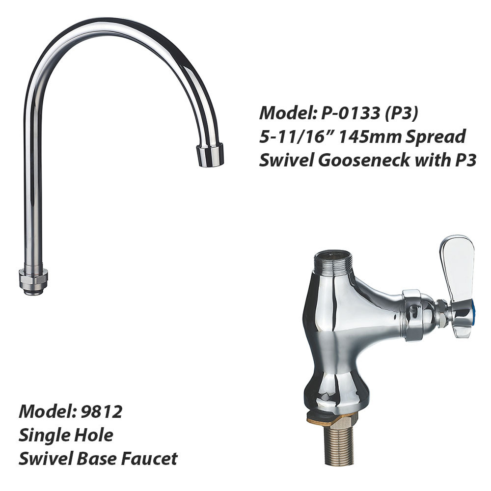 9812-P3 Deck Mount Single Hole Single Lever handle Brass Gooseneck Swivel Sink Kitchen Faucets