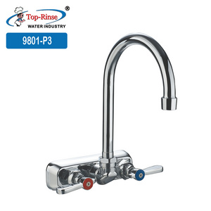 9801-P3 4" Center Swing Gooseneck Nozzles Bathroom Basin or kitchen Sink Tap 360 Waterfall Spout Mixer Wall mount Faucet