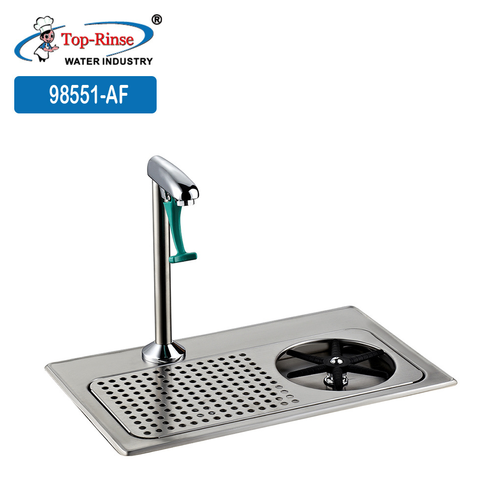 Bar Glass Sink Espresso Rinser With Side Spray Drain and Drip Tray Glass Rinser And Pedestal Push Back Single Glass Filler