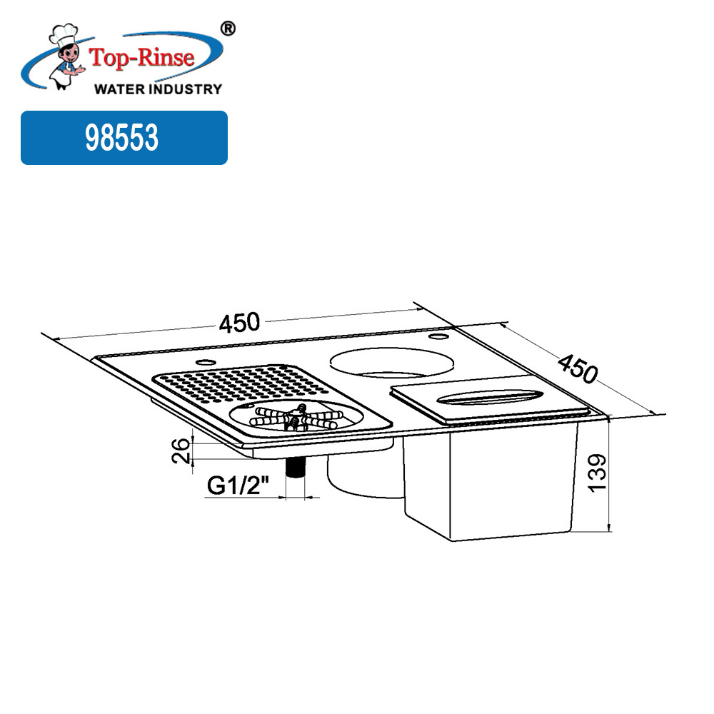 98553-AF Full Set Bar Application Glass Rinser with Pedestal Push Back Single Glass Filler Faucet and Dipper Well Faucet Sink