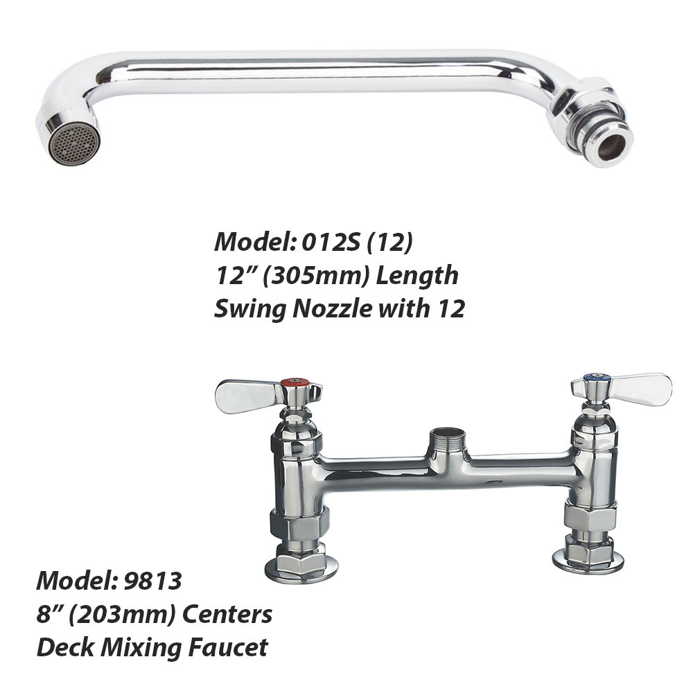 9813-12 Double Pantry Faucet Deck-mounted Faucet with Swing Nozzle 12''length Kitchen Dual Handle Brass Deck Mounted Industrial