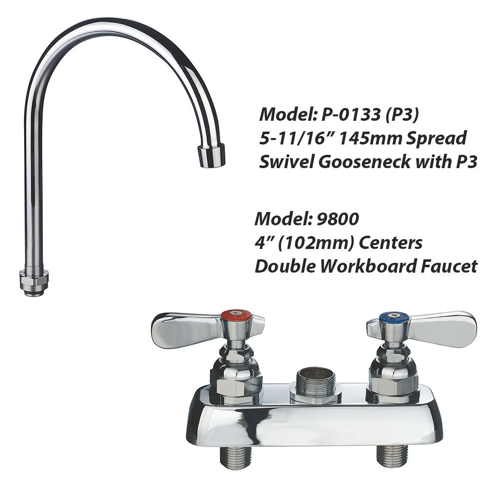 9800-P3 Copper Kitchen Faucet High Quality Single Lever Pull Down Single Handle Brass Deck Mounted Industrial Faucet