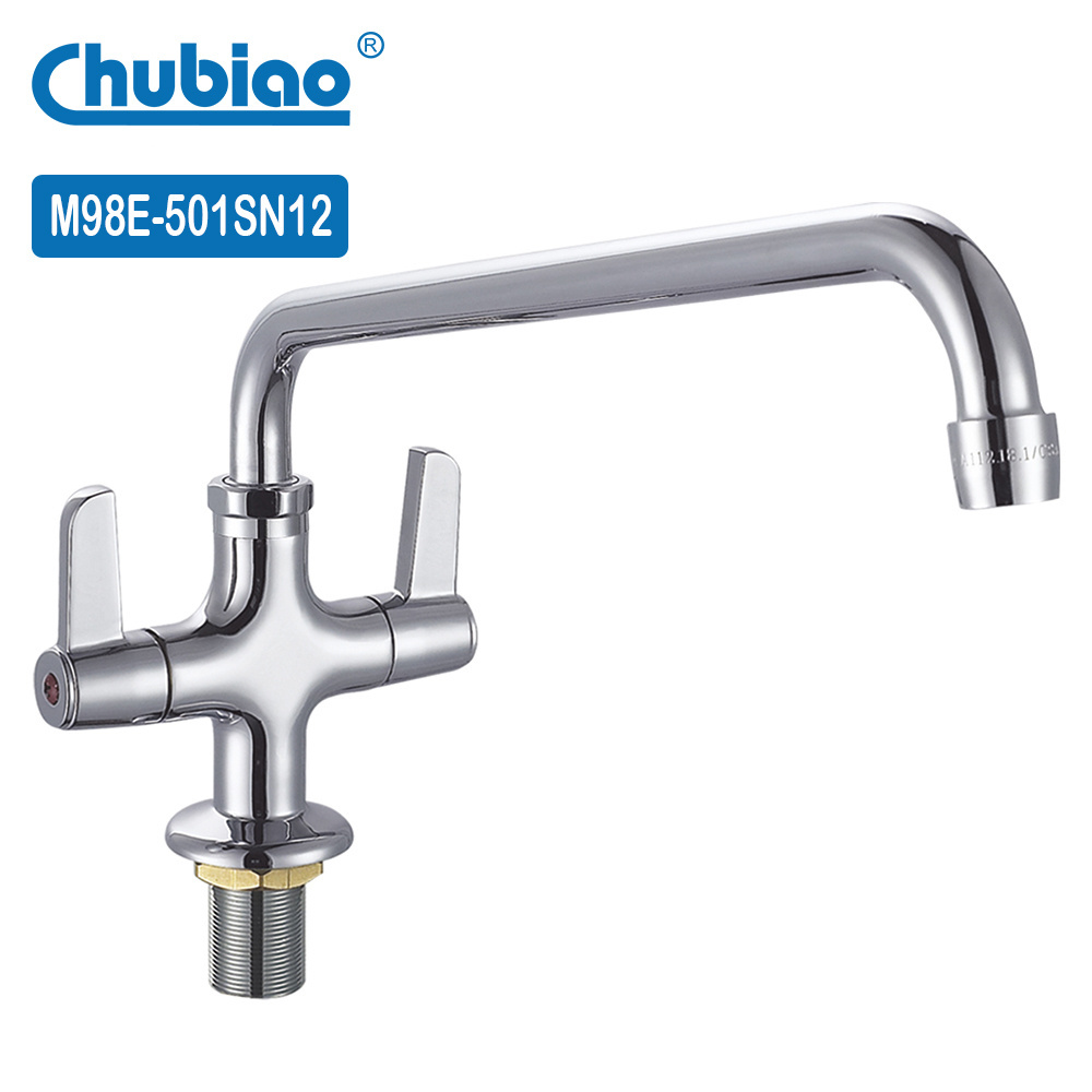 Commercial Single Hole Double Handle Faucet Mixer Taps Copper Contemporary Sink Kitchen Faucet