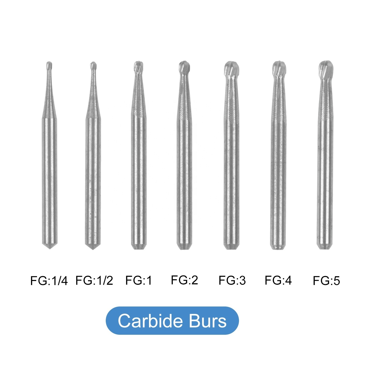 Dental Carbide Burs FG Round Dental Lab Clinic Tungsten High Speed Drills for High Speed Handpiece Dia.1.6mm