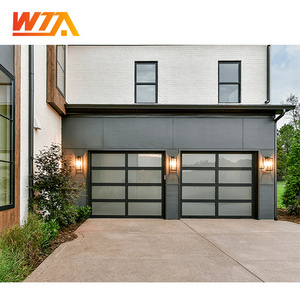 8X7 8X8 9X7 9X8 16X7 16X8 Real Tempered Transparent or Frosted glass Sectional Glass garage door