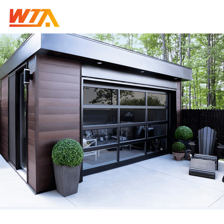 8X7 8X8 9X7 9X8 16X7 16X8 Real Tempered Transparent or Frosted glass Sectional Glass garage door