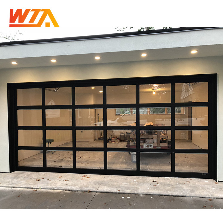 8X7 8X8 9X7 9X8 16X7 16X8 Real Tempered Transparent or Frosted glass Sectional Glass garage door