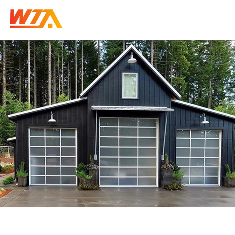 8X7 8X8 9X7 9X8 16X7 16X8 Real Tempered Transparent or Frosted glass Sectional Glass garage door