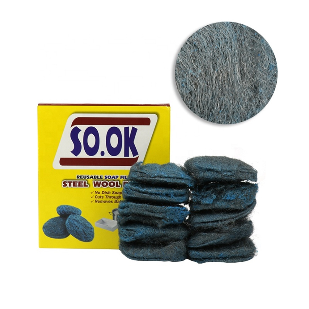 12PK Cleaning tool stainless steel wool sponge soap pad scrubber Steel Wool Soap Pads,Steel Wool Soap Scrubber