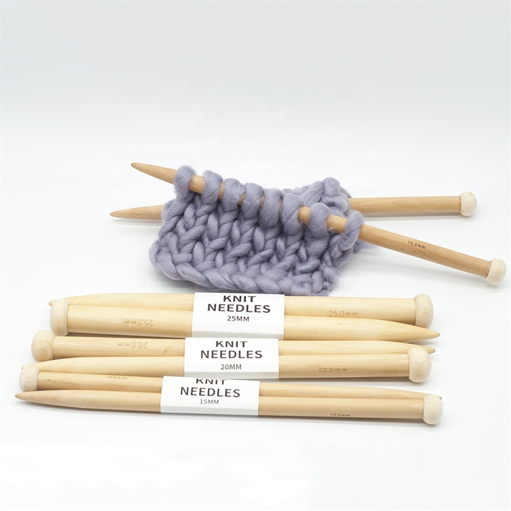 Jumbo Straight Wooden Knitting Needles 25mm