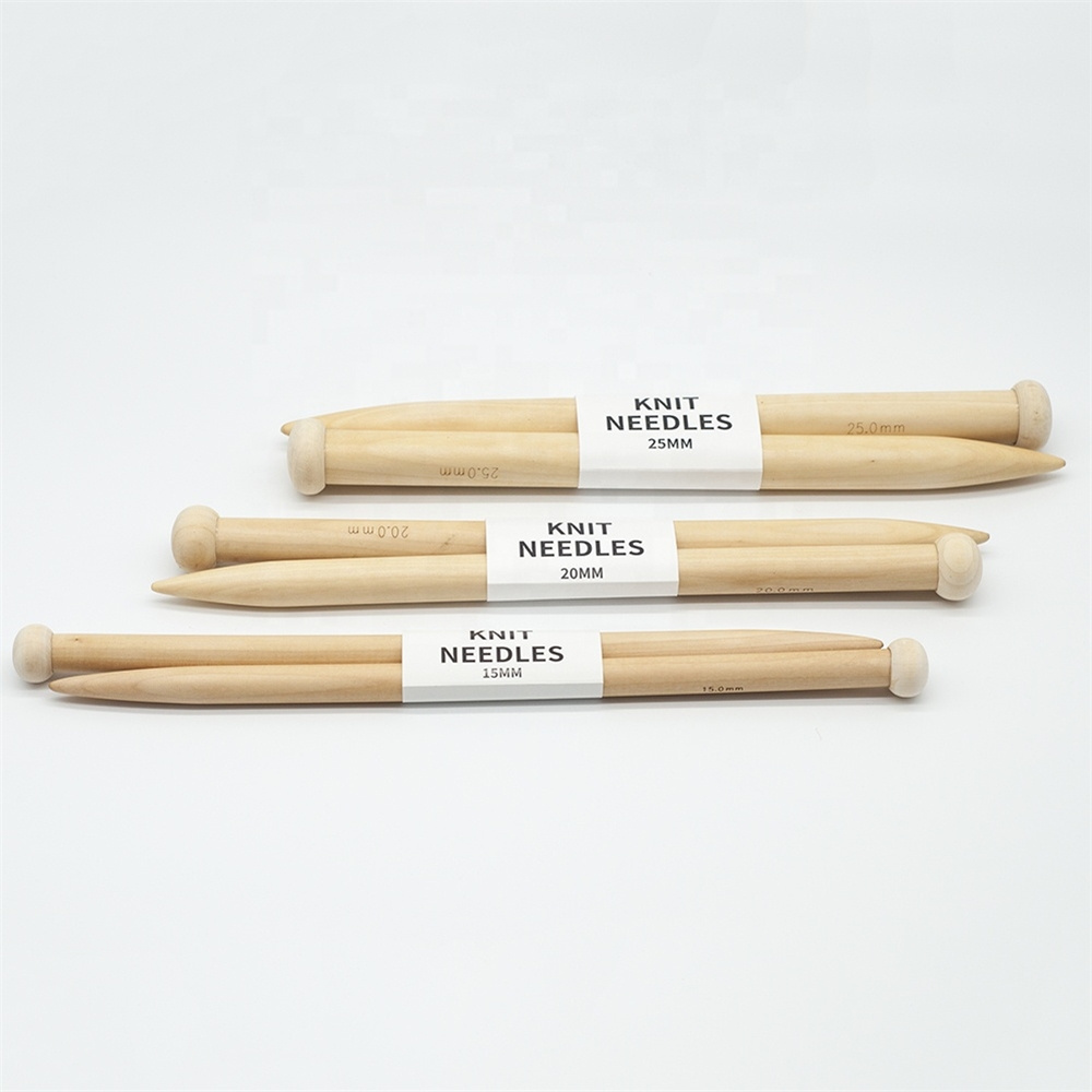 Jumbo Straight Wooden Knitting Needles 25mm