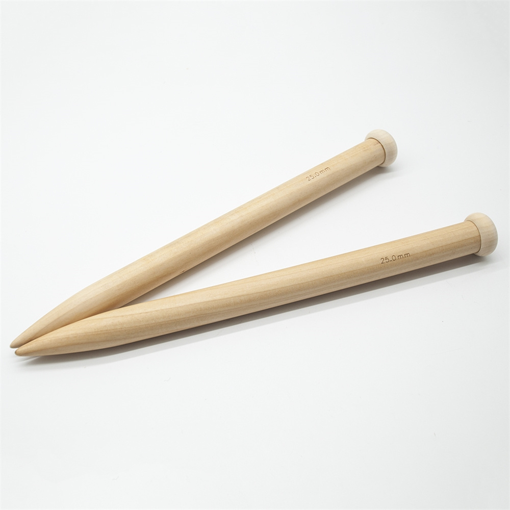 Jumbo Straight Wooden Knitting Needles 25mm