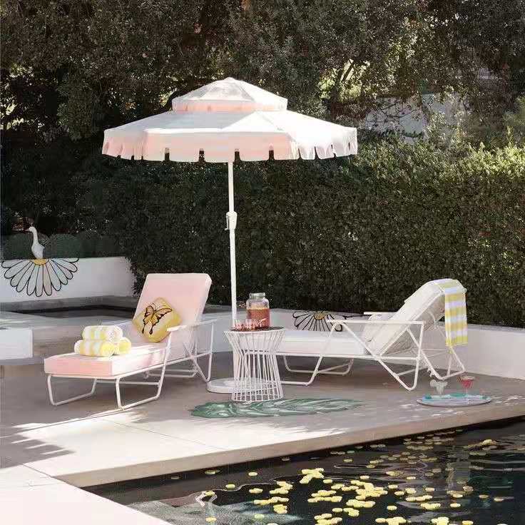 Waterproof Sun proof Steel Foldable Hotel Pool Parasol Banana Resort Furniture Outdoor Garden Patio Beach Umbrella with Tassels