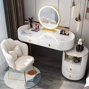 Wholesale Bedroom Furniture Nordic Luxury Style Wood Dresser Dressing Make-up Vanity Table with Mirror