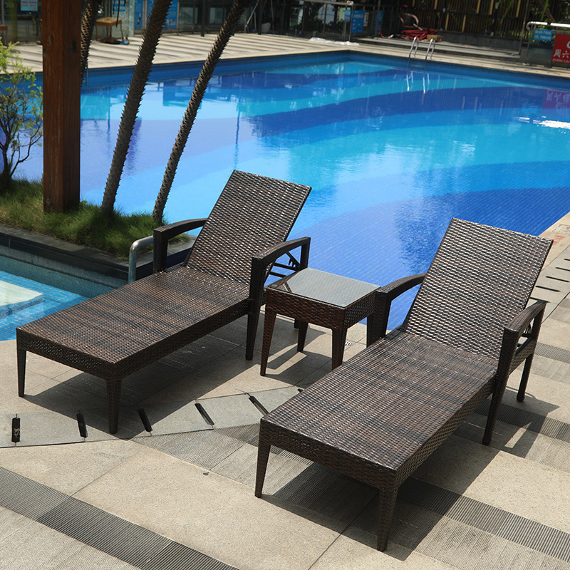 Factory Direct Modern Recliner Adjustable Hotel Resort Garden Swimming Pool Rattan Sun Lounger Outdoor Furniture Beach Chair