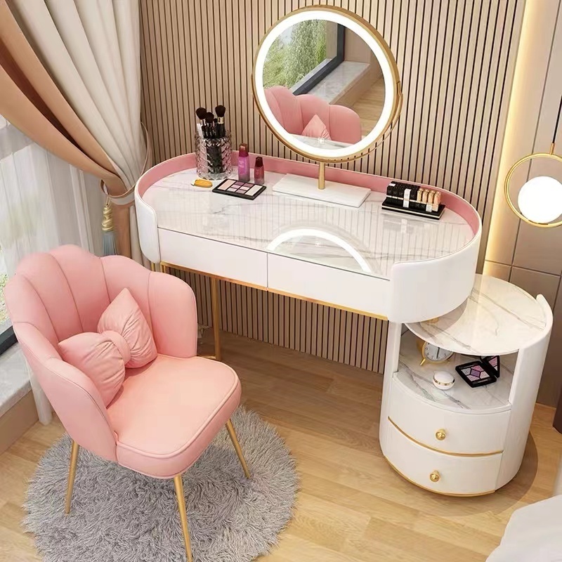 Wholesale Bedroom Furniture Nordic Luxury Style Wood Dresser Dressing Make-up Vanity Table with Mirror