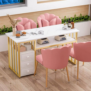 Modern Pink Salon beauty commercial furniture marble nail manicure metal table