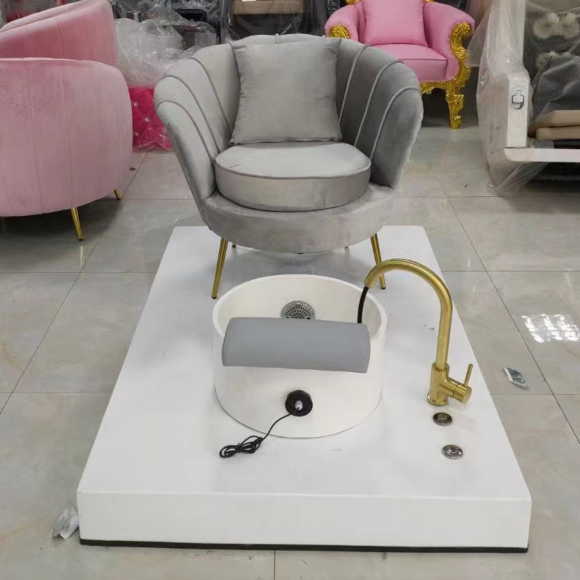 Custom Spa Furniture Set Nail Pedicure Station Pedicure Spa Chair With Glass Pedicure Sink