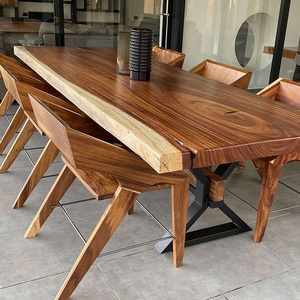 Factory Direct Modern Home Furniture Customize Size Square Live Edge Kitchen Restaurant Solid Walnut Wood Slab Dining Table Top