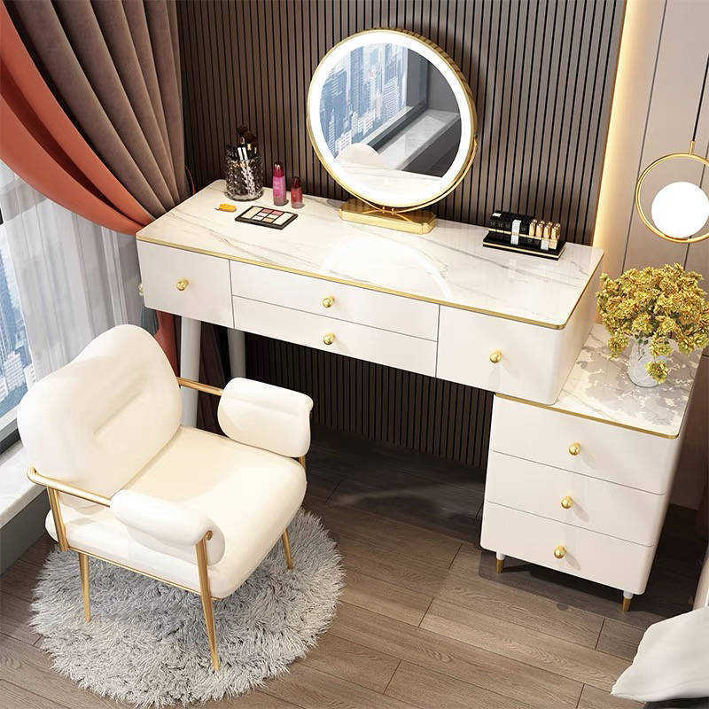 Wholesale Bedroom Furniture Nordic Luxury Style Wood Dresser Dressing Make-up Vanity Table with Mirror