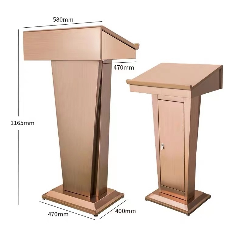 Wholesale Premium Wooden Stainless Steel Speech Lectern Rostrum Pulpit Podium for Church