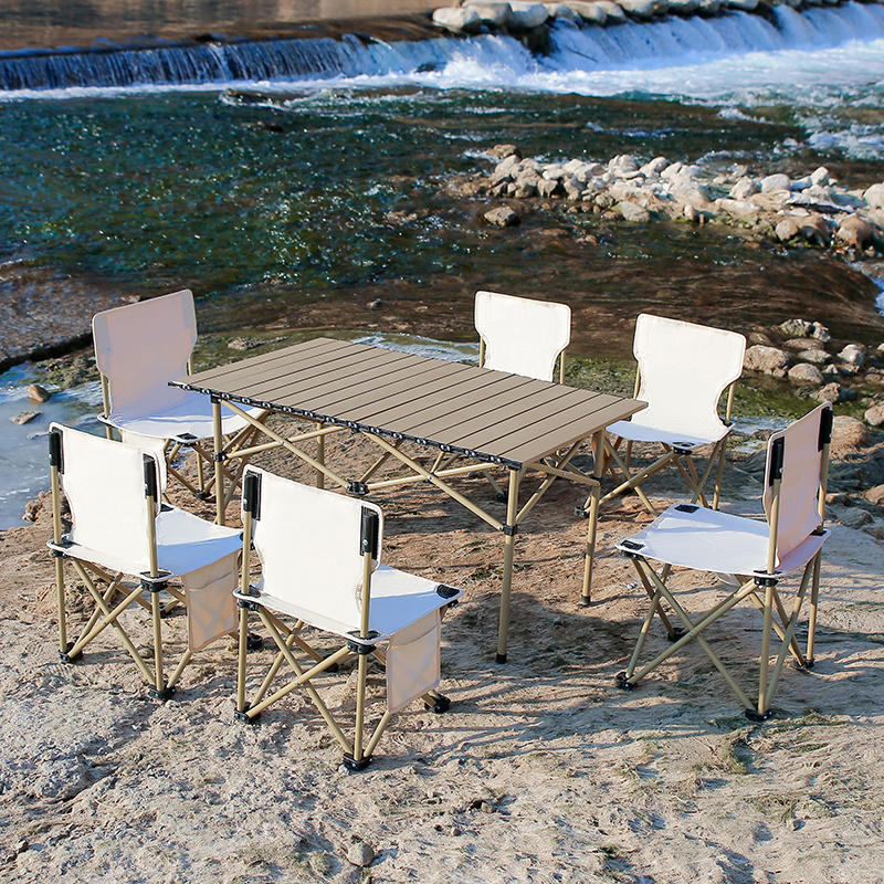 Aluminum alloy Mountain Outdoor Folding Table Portable Camping Picnic dining Table with chair