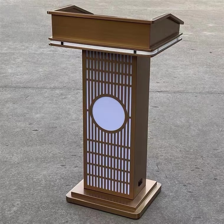 Wholesale Premium Wooden Stainless Steel Speech Lectern Rostrum Pulpit Podium for Church