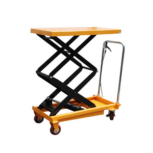 Customizable Height 150kg 300kg 500kg Manual Lift Table With Wheels Hand Hydraulic Scissor Lift Table