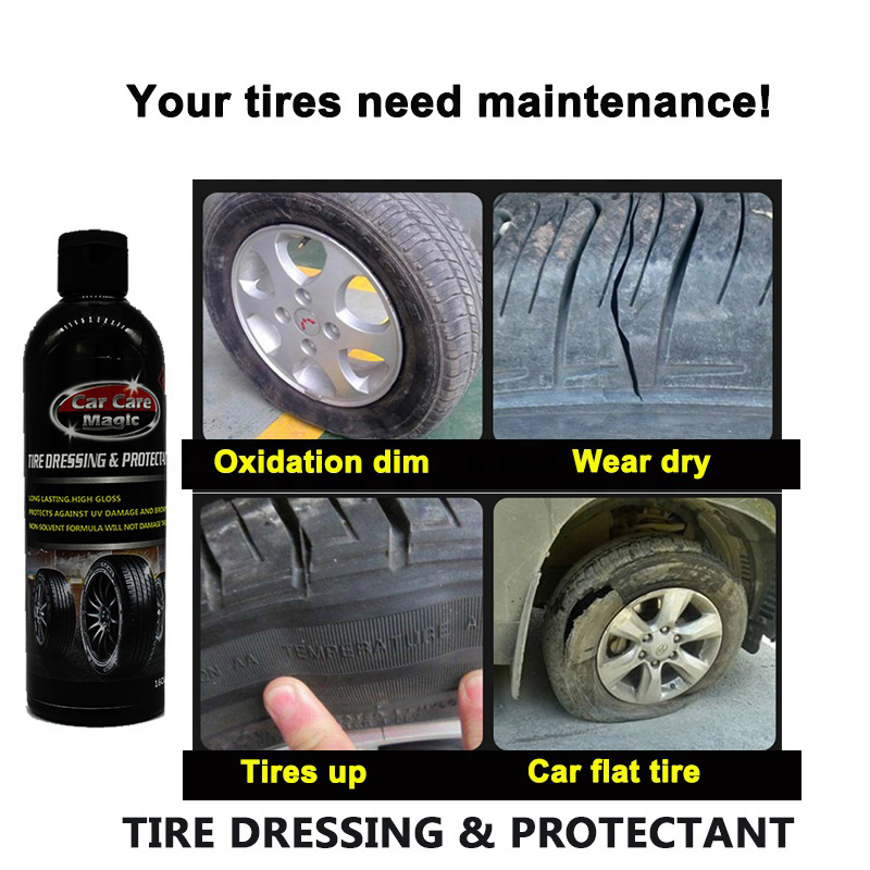 China Silicone tire shine wholesale tire spray foam cleaner black tire dressing wet gel