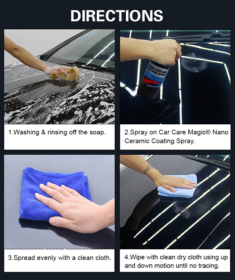 SHINE Quick Coat - Ceramic Coating - Car Wax Polish Spray - Waterless Car Wash & Wax - Hydrophobic Top Coat Polish