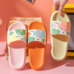 Women flowers pattern Indoor Slippers men Summer Home flat non-slip cheap Bedroom fashion couple sandals slides plastic shoes