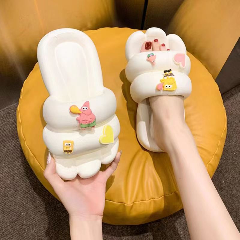 Cartoon Cute Sponge Baby Soft Slippers for Female Indoor Outdoor Summer Cool Slippers Waterproof Non-slip Slippers for Women