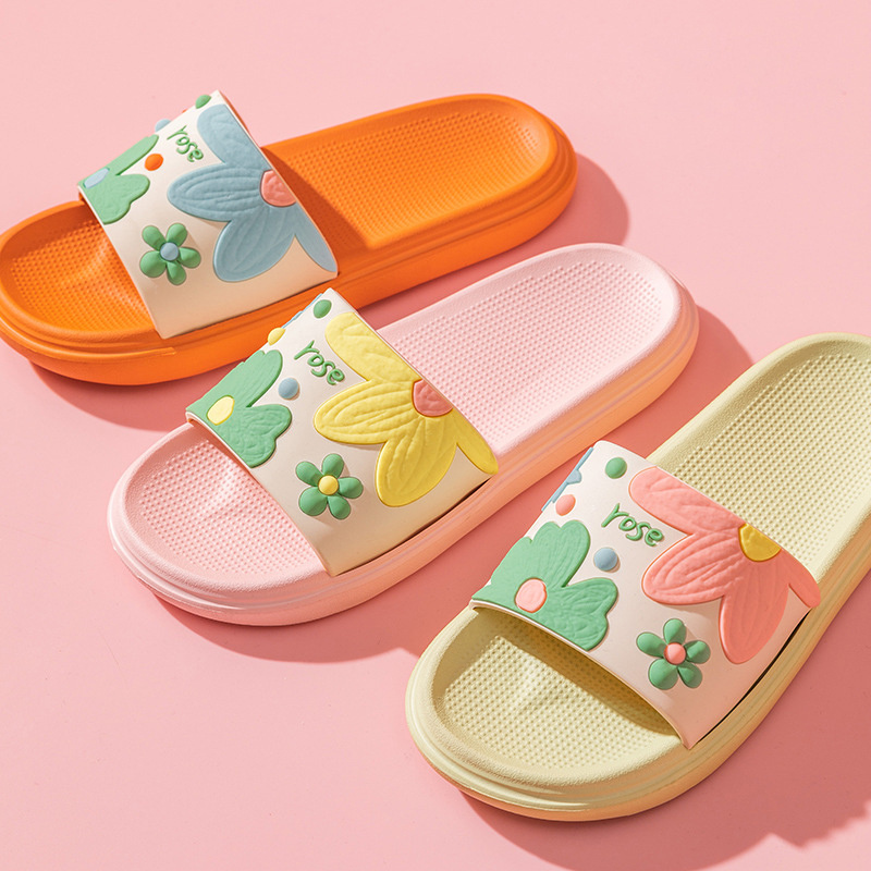 Women flowers pattern Indoor Slippers men Summer Home flat non-slip cheap Bedroom fashion couple sandals slides plastic shoes