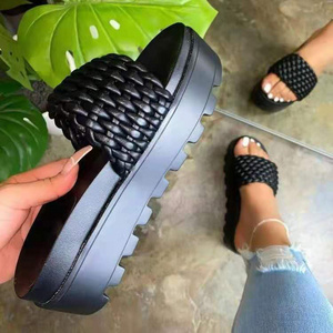 large size weaving upper thick sole slippers Summer Flat non-slip Sandal For Ladies and Women chaussures femmes sandale