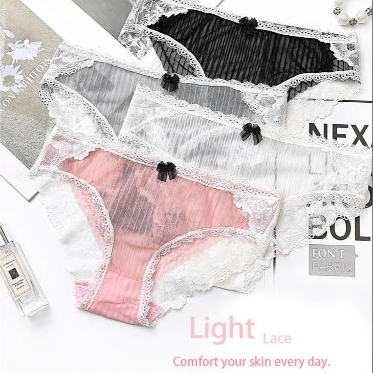 Fashion breathable women underwear wholesale ladies knickers transparent lace lingerie cute Ladies underwear