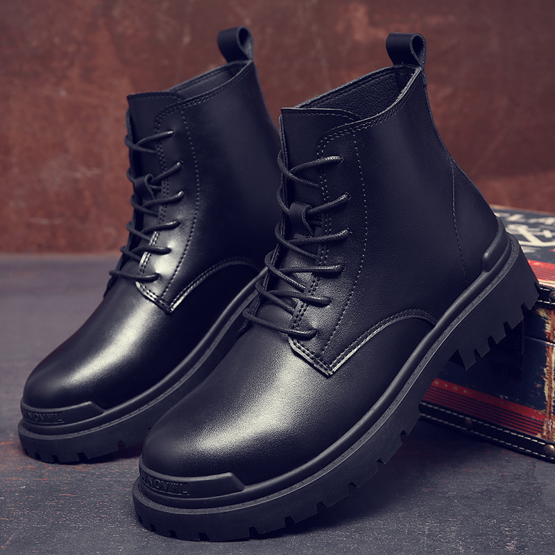 Size 39-44 leather boots men's high top Martin boots autumn and winter tough guy style retro work shoes tied up martin boots