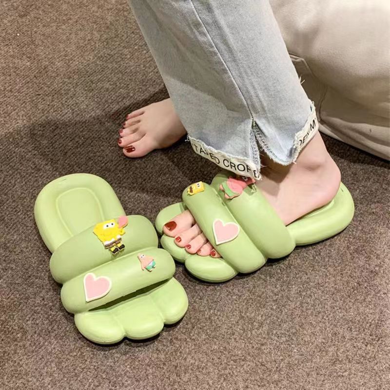 Cartoon Cute Sponge Baby Soft Slippers for Female Indoor Outdoor Summer Cool Slippers Waterproof Non-slip Slippers for Women