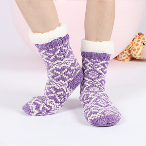 Velvet plush Christmas socks for women comfortable winter home sleep socks for female fluffy long tube wool women comfort socks