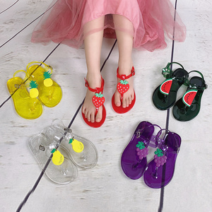 Flat PVC big Children flip flops Cute Fruit Wholesale Summer Kids slippers and Sandals fashion soft sole Jelly Shoes