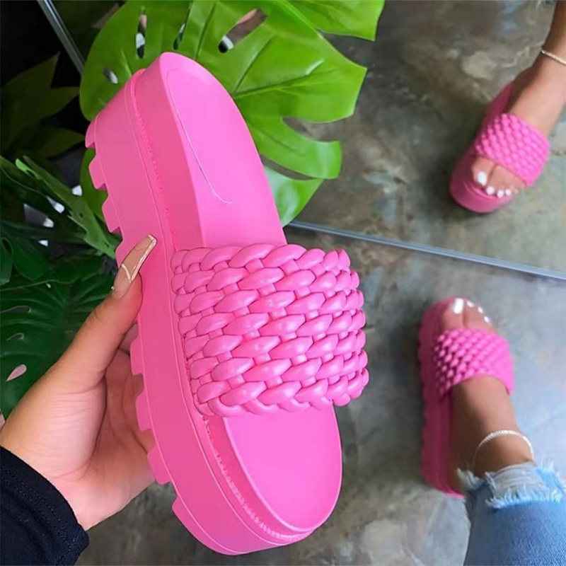 large size weaving upper thick sole slippers Summer Flat non-slip Sandal For Ladies and Women chaussures femmes sandale