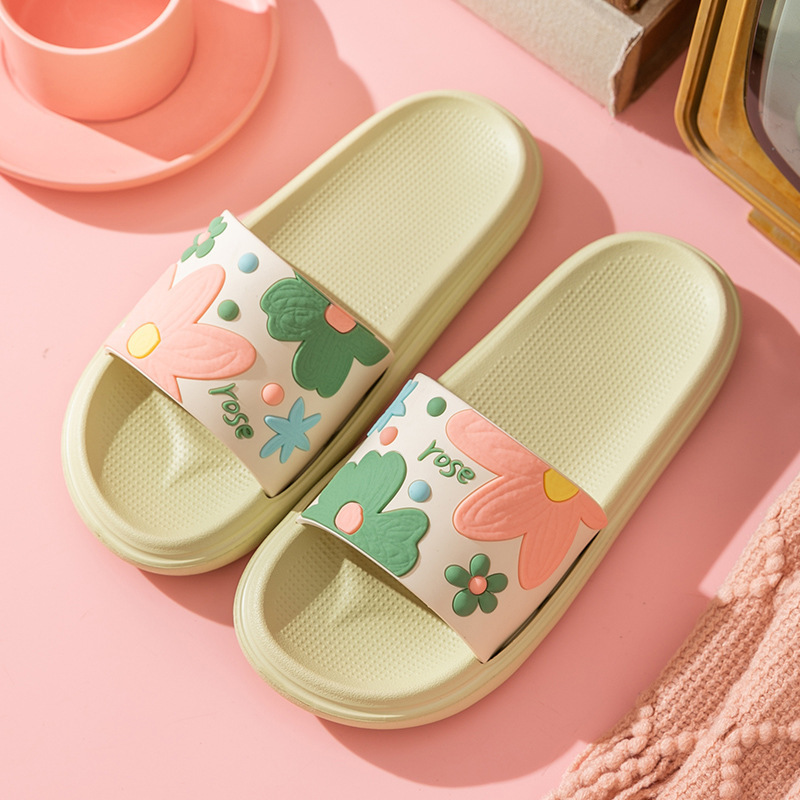 Women flowers pattern Indoor Slippers men Summer Home flat non-slip cheap Bedroom fashion couple sandals slides plastic shoes