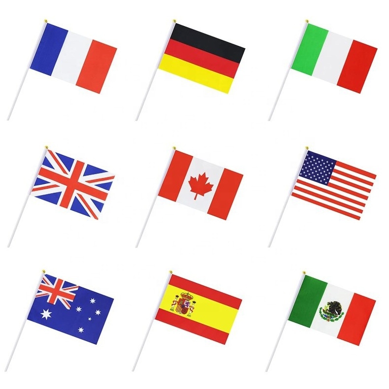 Wholesale Countries International World Stick Flag,Hand Held Small Mini National Pennant Flags Banners On Stick,Custom Party Dec